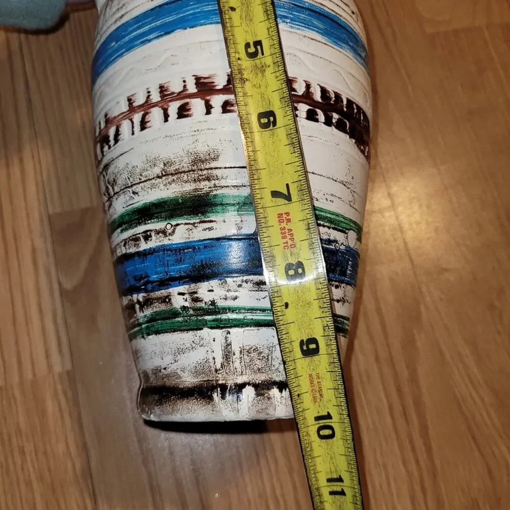 Vtg Handcrafted Ceramic Pottery Vase Folk Art Birds Primative Rustic Farmhouse